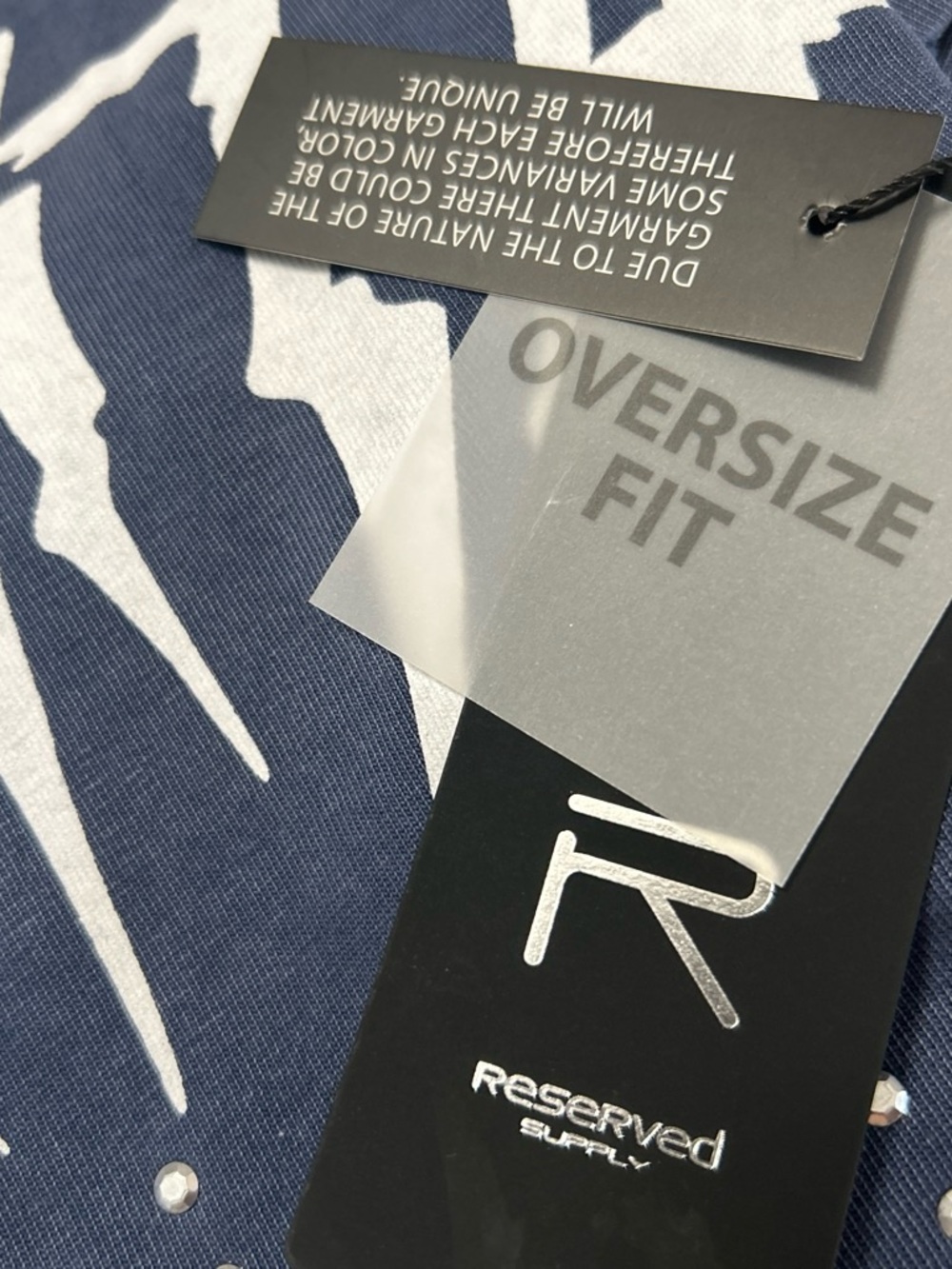 Reserved Midnight Blue Studded T-shirt. Men Size M, OVERSIZED FIT